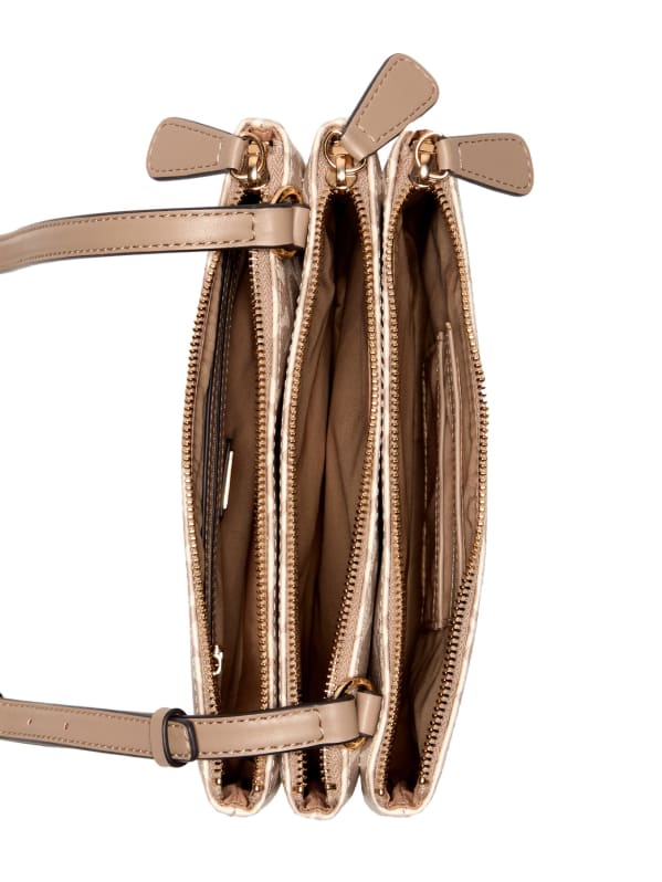 Akir Triple Compartment Logo Crossbody | GUESS Factory Akir Triple Compartment Logo Crossbody | GUESS Factory