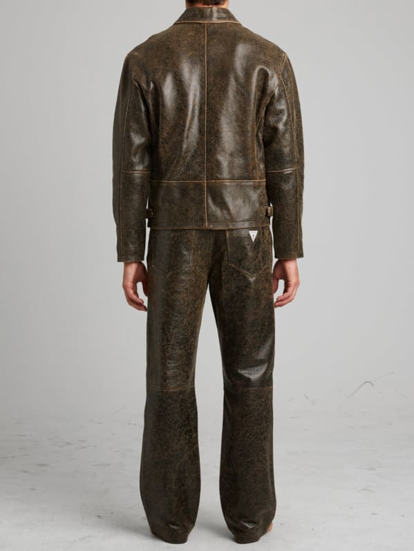 Cracked Leather Jacket | GUESS