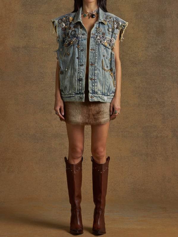embellished denim vest | GUESS embellished denim vest | GUESS