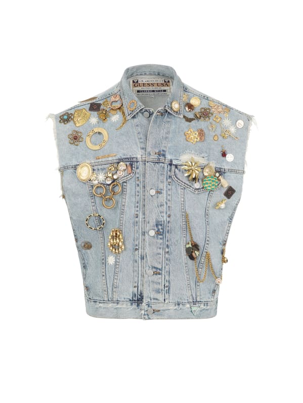 embellished denim vest | GUESS embellished denim vest | GUESS