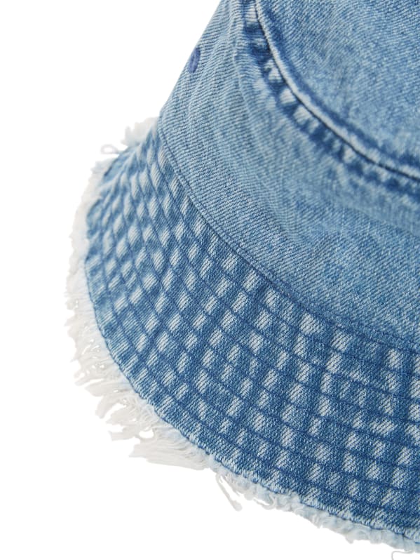 Washed Denim Bucket Hat | GUESS Washed Denim Bucket Hat | GUESS