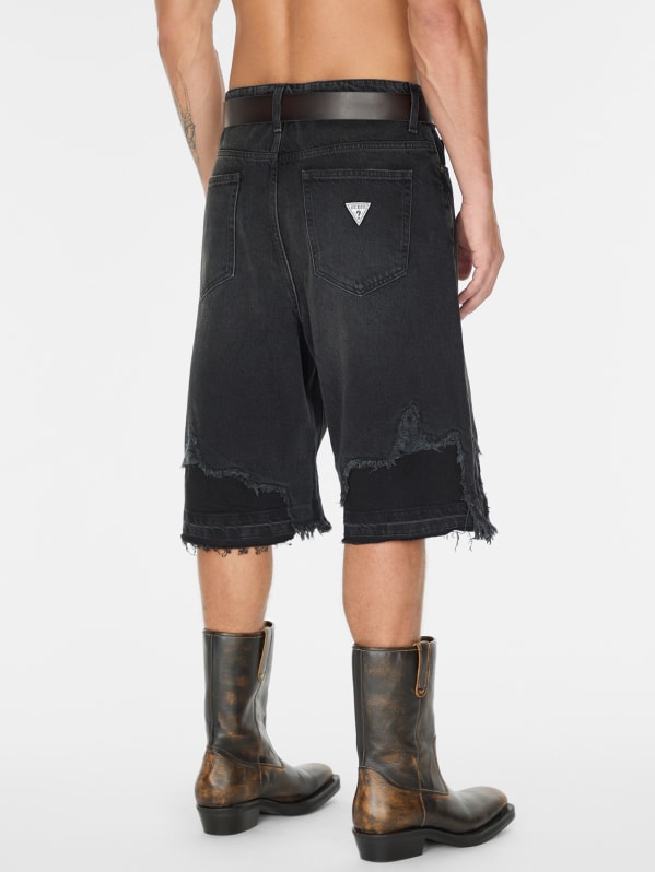 black distressed denim short | GUESS