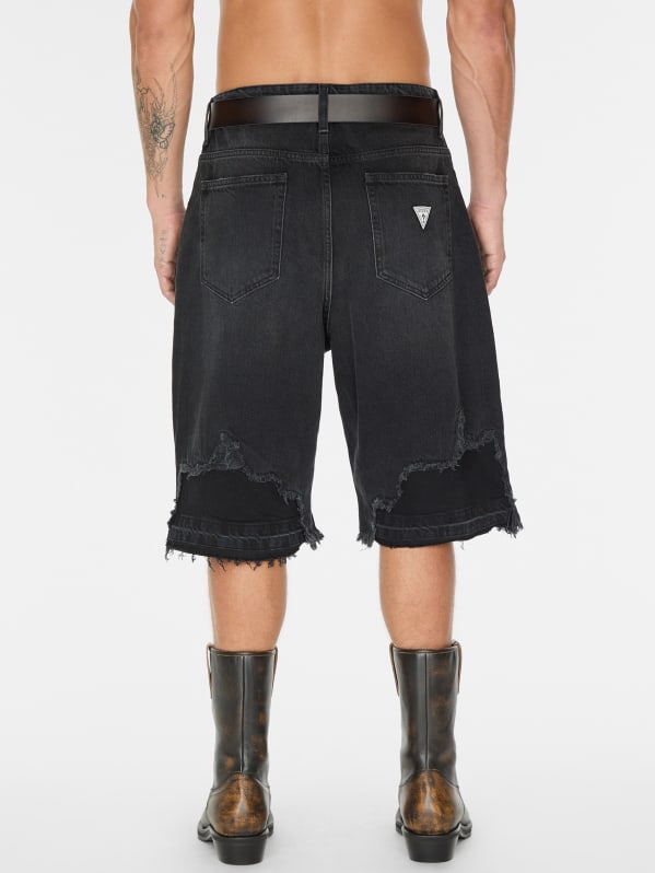 black distressed denim short | GUESS