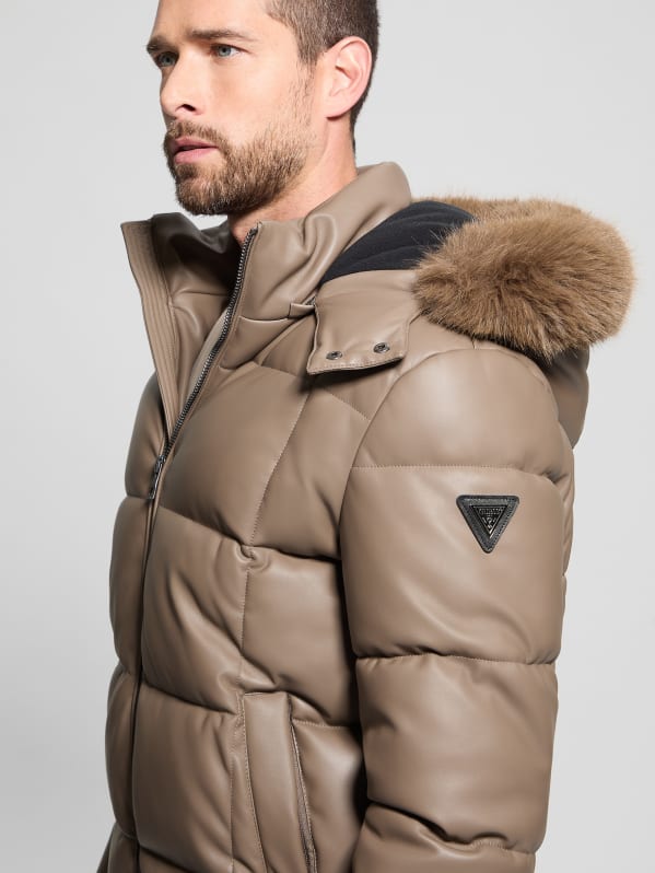 Faux-Leather Stretch Puffa Jacket | GUESS Faux-Leather Stretch Puffa Jacket | GUESS