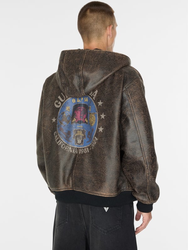 crackle leather hoodie | GUESS