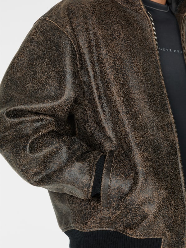 crackle leather hoodie | GUESS