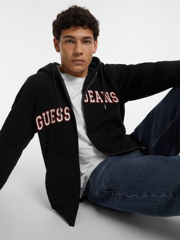 Logo Patch Zip-Up Hoodie | GUESS
