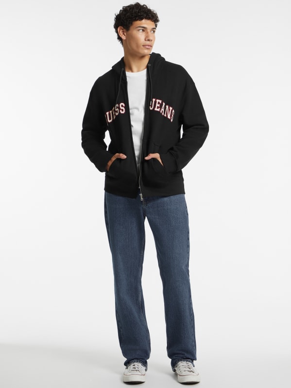 Logo Patch Zip-Up Hoodie | GUESS Jeans Logo Patch Zip-Up Hoodie | GUESS Jeans