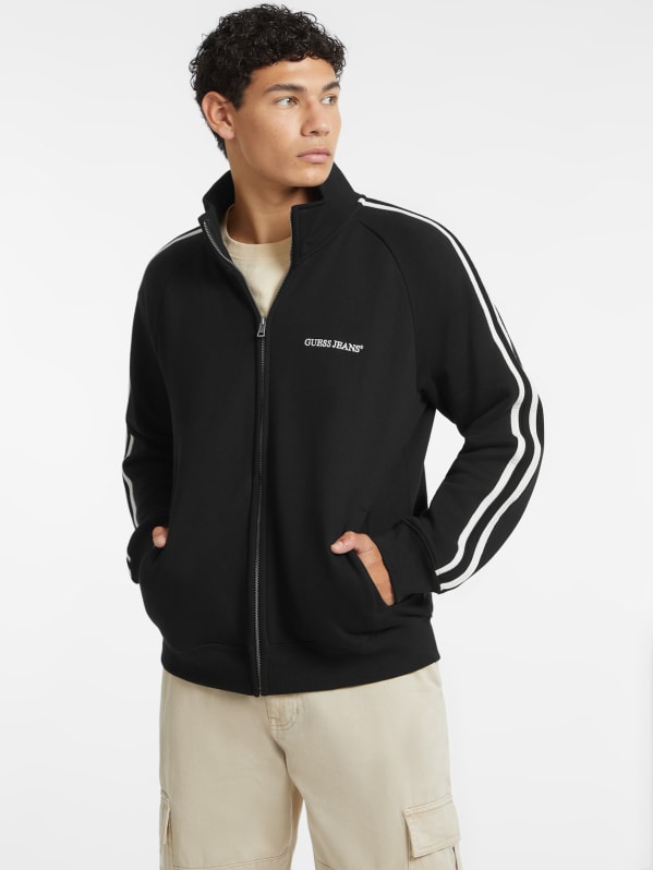 Striped Tape Zip-Up Sweatshirt | GUESS Striped Tape Zip-Up Sweatshirt | GUESS