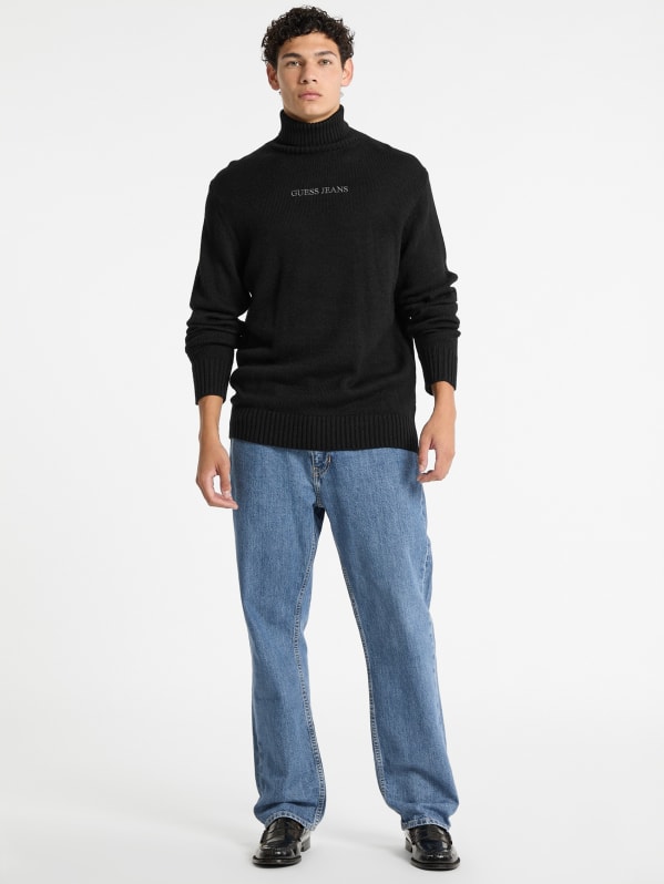 Embroidered Logo Turtleneck Sweater | GUESS Embroidered Logo Turtleneck Sweater | GUESS