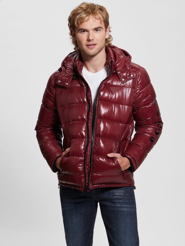 Shiny Hooded Puffer Jacket | GUESS Shiny Hooded Puffer Jacket | GUESS