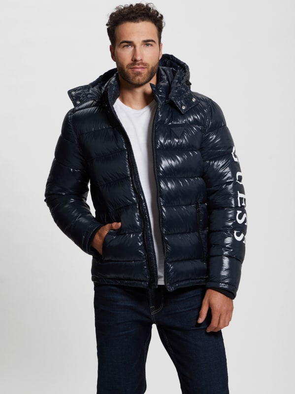Shiny Hooded Puffer Jacket | GUESS Shiny Hooded Puffer Jacket | GUESS