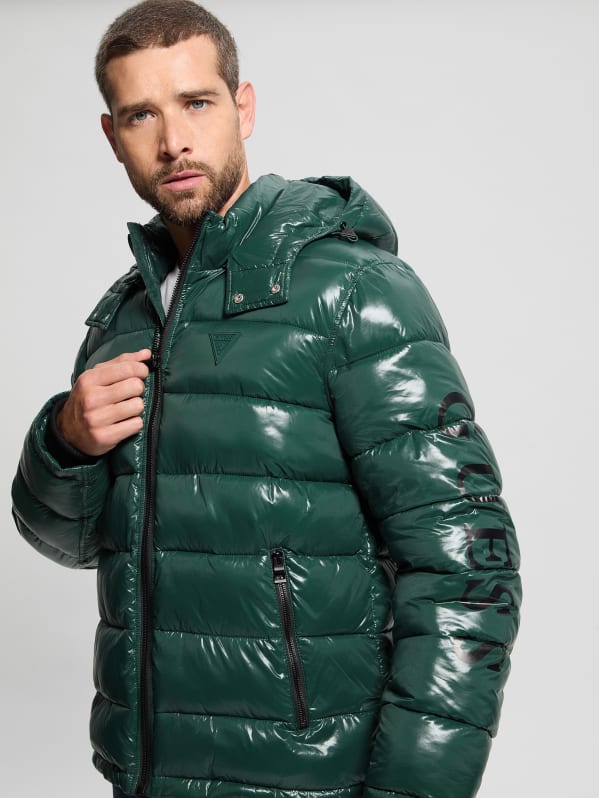 Shiny Hooded Puffer Jacket | GUESS Canada