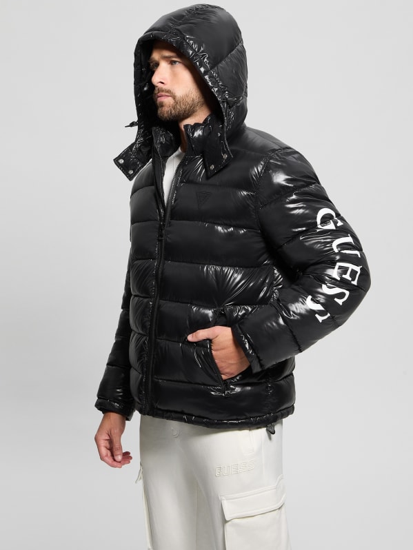 Shiny Hooded Puffer Jacket | GUESS Shiny Hooded Puffer Jacket | GUESS