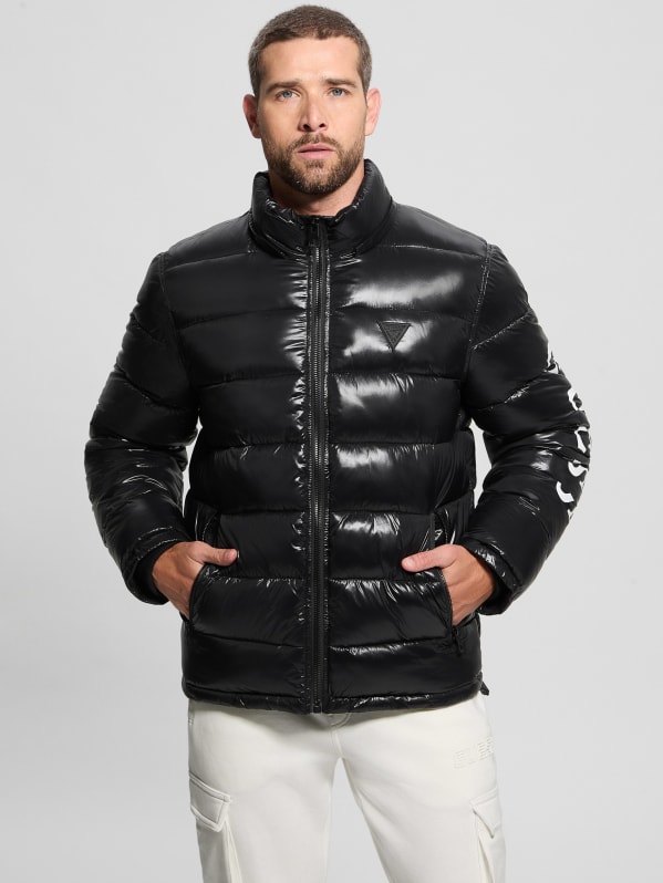 Shiny Hooded Puffer Jacket | GUESS Shiny Hooded Puffer Jacket | GUESS