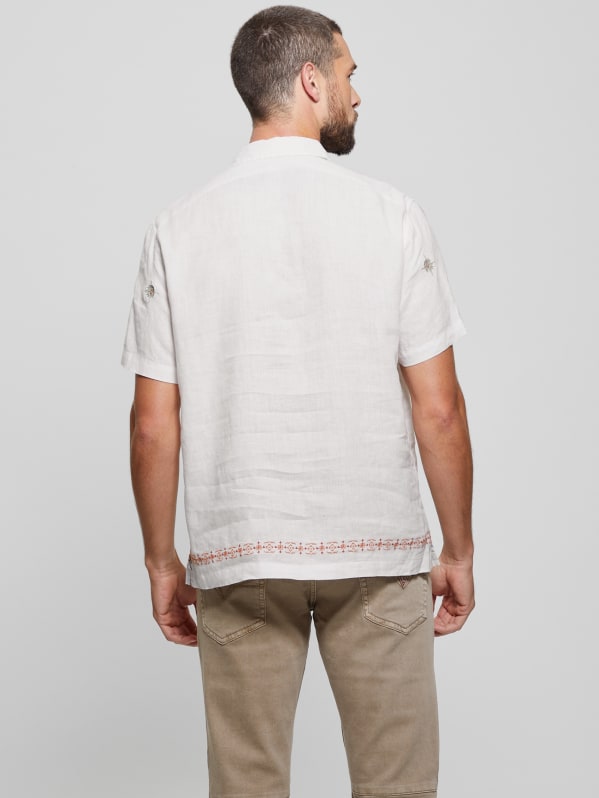 Eco Embroidered Border Linen Shirt | GUESS Canada