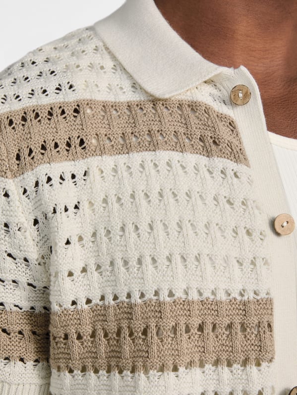 Eco Joshua Striped Crochet Shirt | GUESS Canada