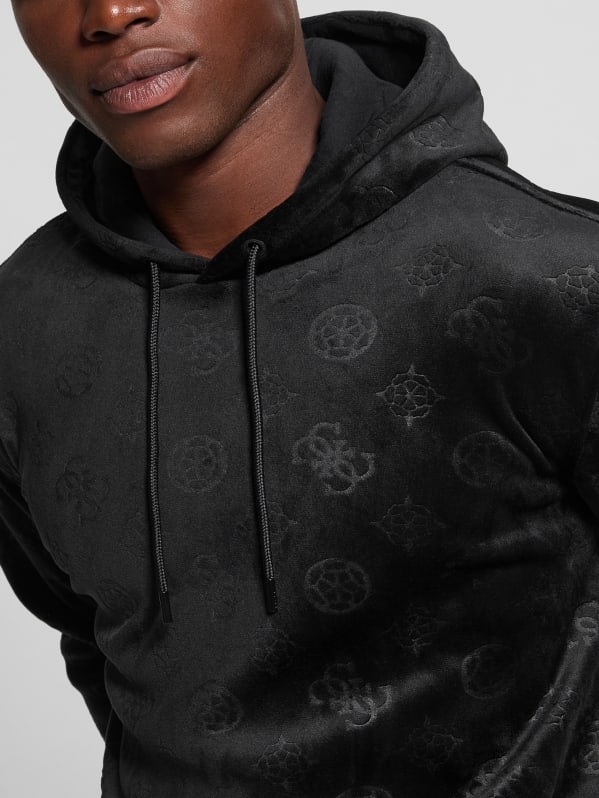 Embossed Velvet Hoodie | GUESS Embossed Velvet Hoodie | GUESS