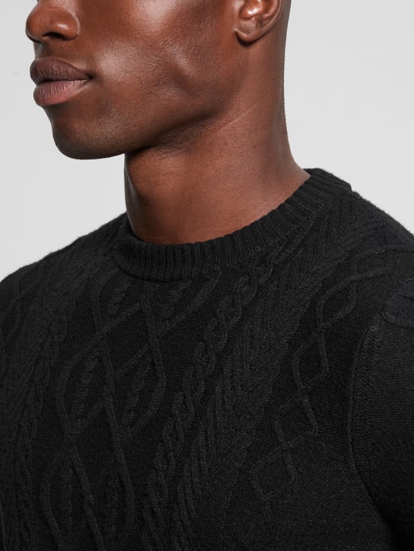 Eco Noah Crewneck Celtic Cable-Knit Sweater | GUESS Eco Noah Crewneck Celtic Cable-Knit Sweater | GUESS