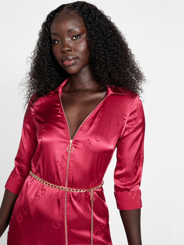Galina Satin Shirtdress