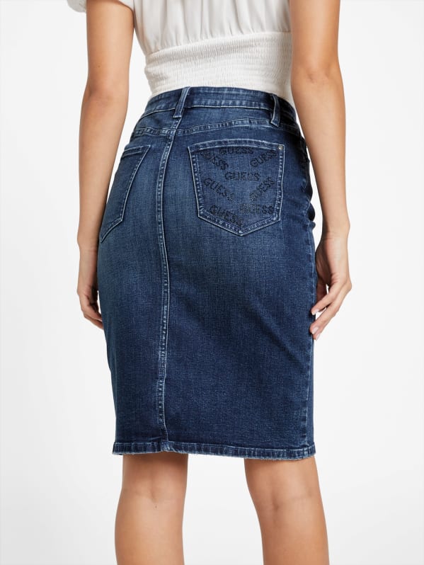 Eco Tea Midi Denim Skirt | GUESS Factory