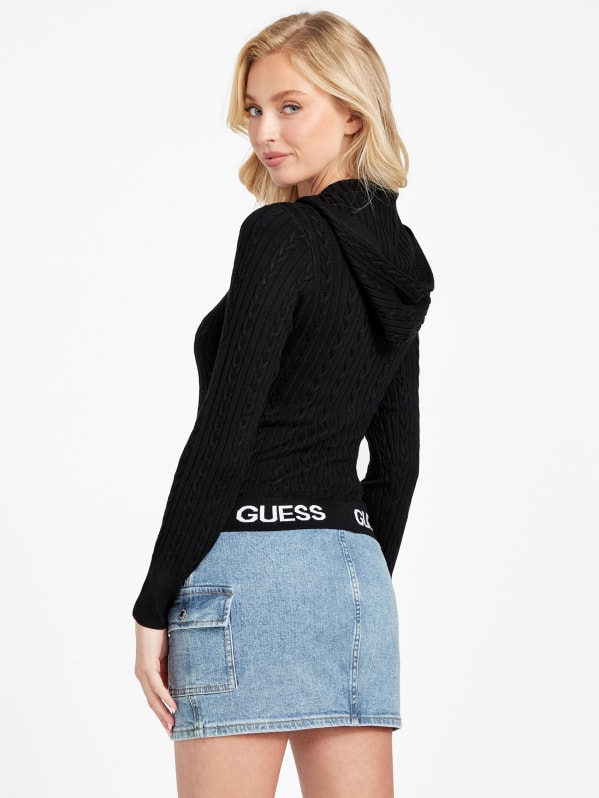 Elise Cable-Knit Sweater Zip Hoodie | GUESS Factory Ca