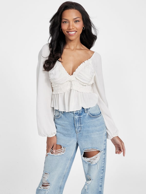 送料無料◆2024新品  Luna Ruffle Top | GUESS Factory トップス