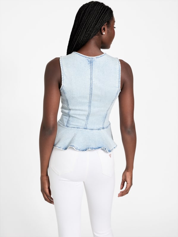 トップス FLARE SHIRT WITH VEST Eco Devika Peplum Top | GUESS Factory Ca