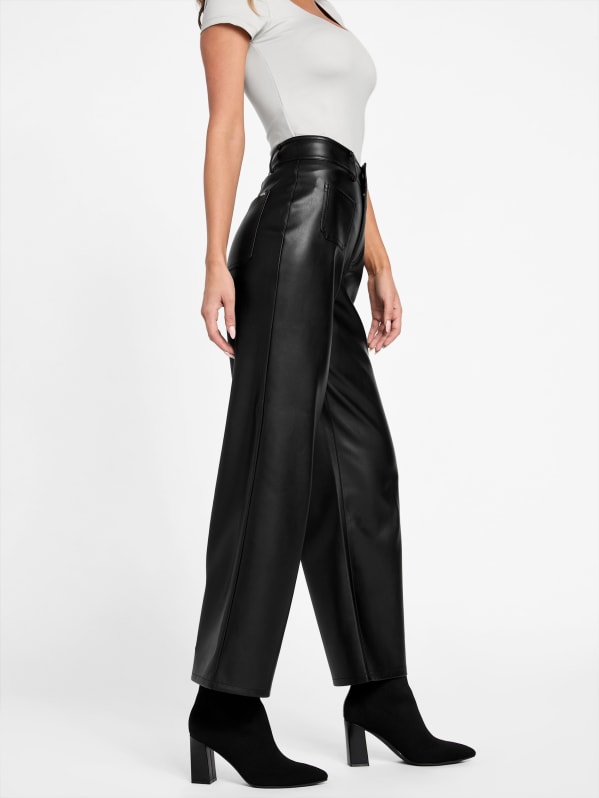 人気カラーの Pant Faux-Leather Sandrine | Factory GUESS パンツ