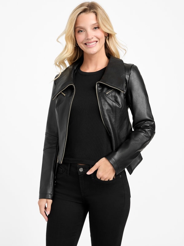 Dani Faux-Leather Moto Jacket | GUESS Factory