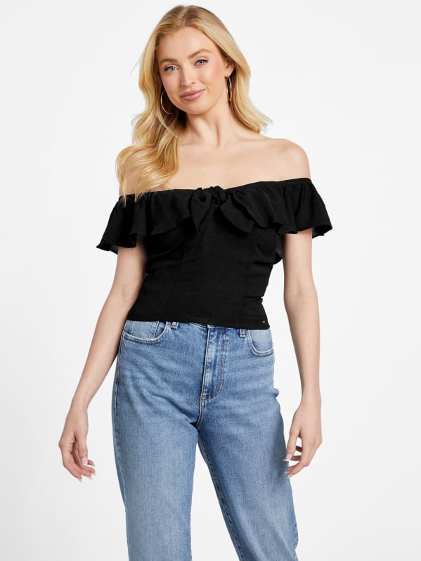 Juno Off-the-Shoulder Crop Top | GUESS Factory Ca