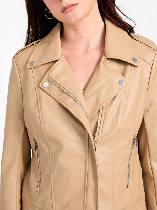 Zita Faux-Leather Moto Jacket | GUESS Factory Zita Faux-Leather Moto Jacket | GUESS Factory