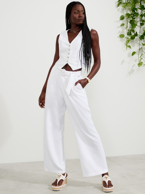 Charlie Belted Linen Pants | GUESS Factory