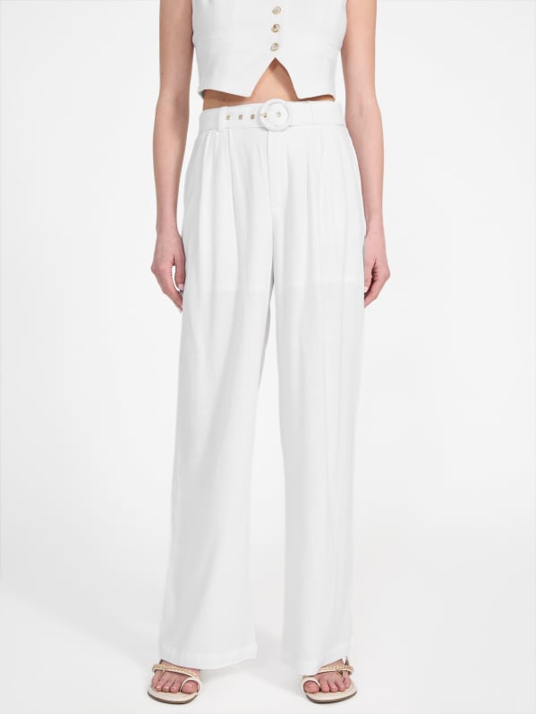 Charlie Belted Linen Pants | GUESS Factory Charlie Belted Linen Pants | GUESS Factory