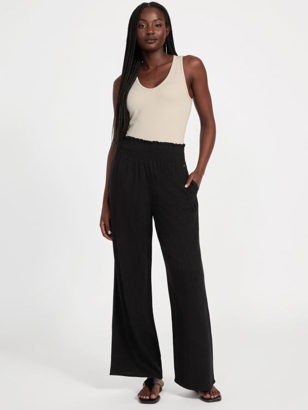 Harper Linen-Blend Palazzo Pants | GUESS Factory
