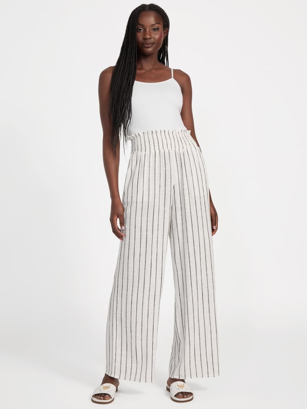 ◇Pleasenofollow◇ Tex Wide Work Pants Sand Grey ODODOS Chiffon Flowy Pleated Wide Leg Pants for Women