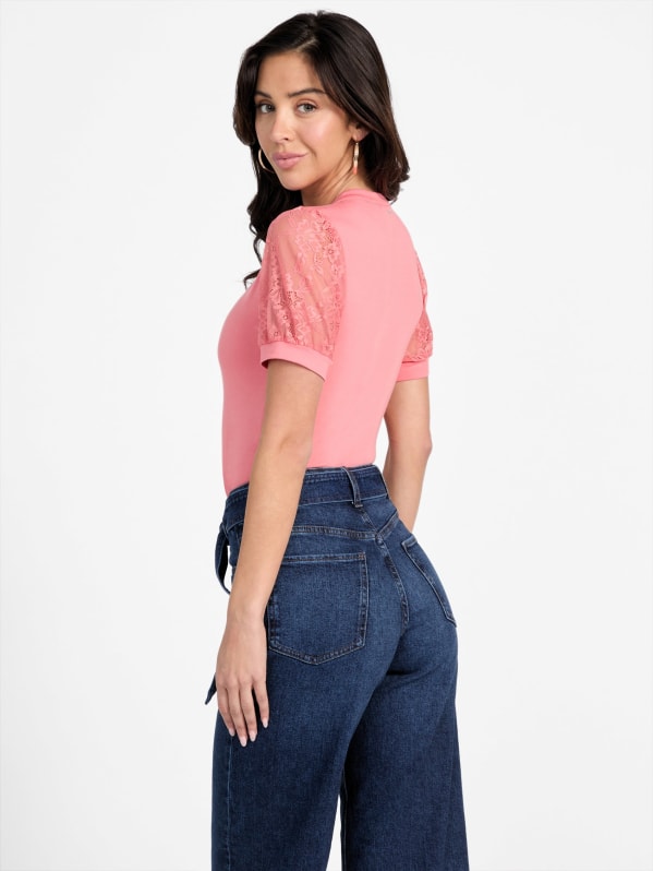 Stacy Lace Sleeve Top | GUESS Factory