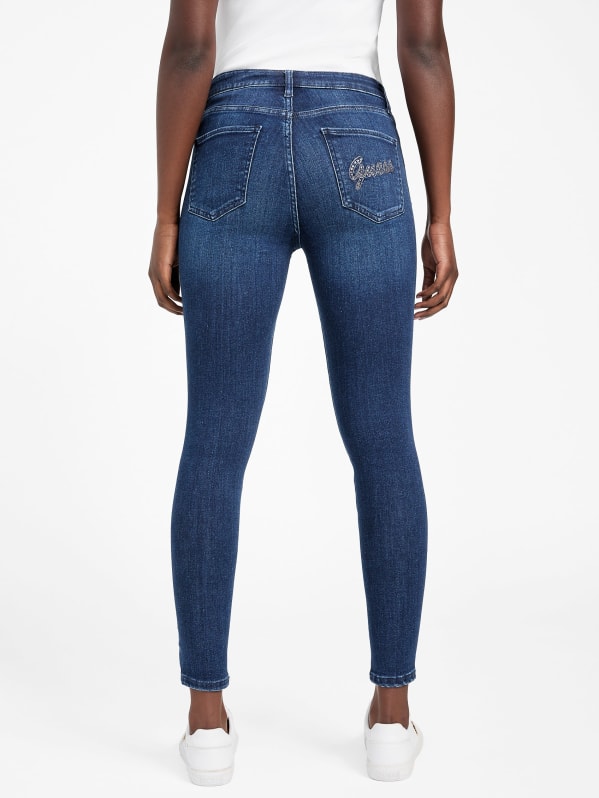 Eco Serena Mid-Rise Bling Pocket Skinny Jeans | GUESS Factory
