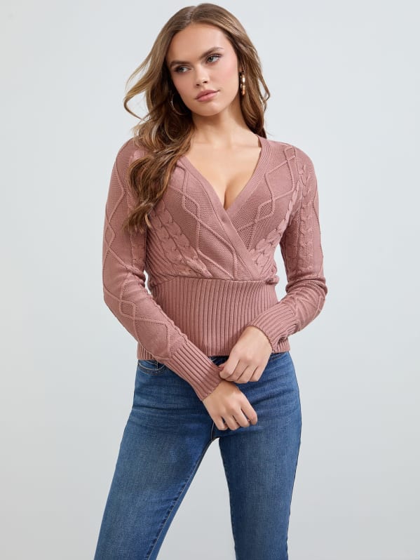 Multicoloured Striped Cable Knit Jumper - Gilda