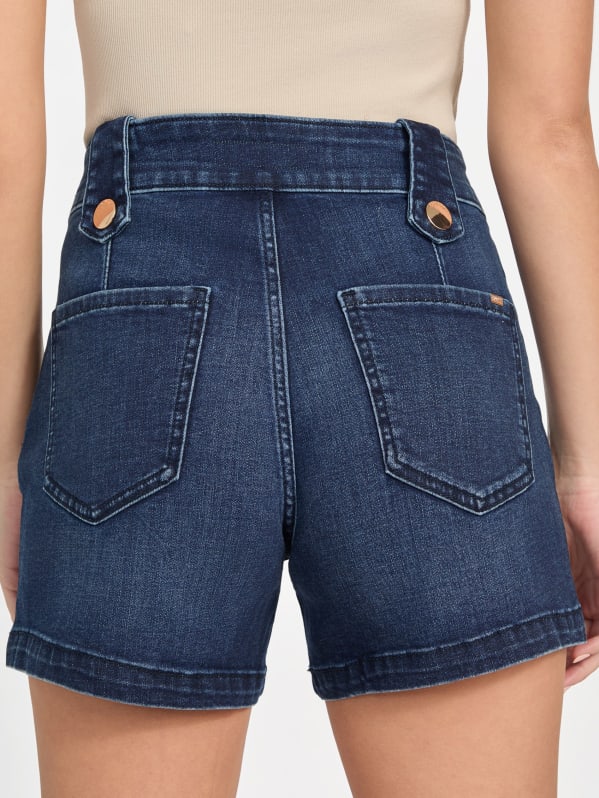 【U LAN】Nook's Rivet Square Denim Shorts No Boundaries Juniors Denim Shorts - High Rise Inseam