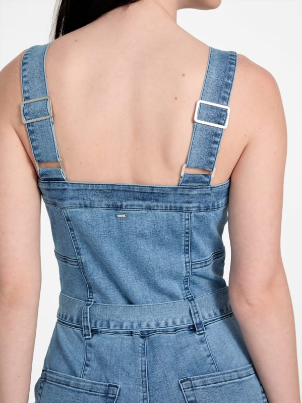 【KOOLOSET】Shooter Track Line Denim Women's Strappy jumpsuit in batavia-weave denim | Black | Diesel