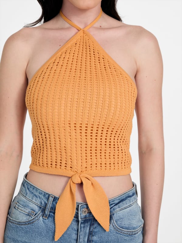 Miley Crochet Halter Top | GUESS Factory
