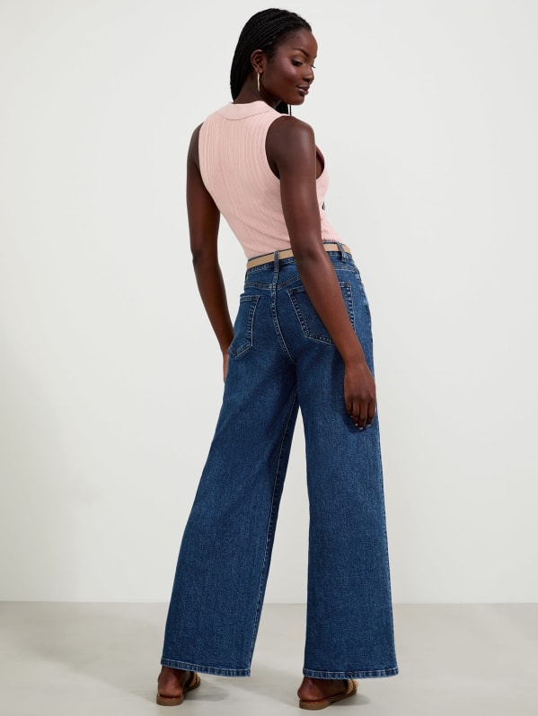 商品画像：Classic Jeans for Men Fashion Elastic Waist Drawstring Denim 3
