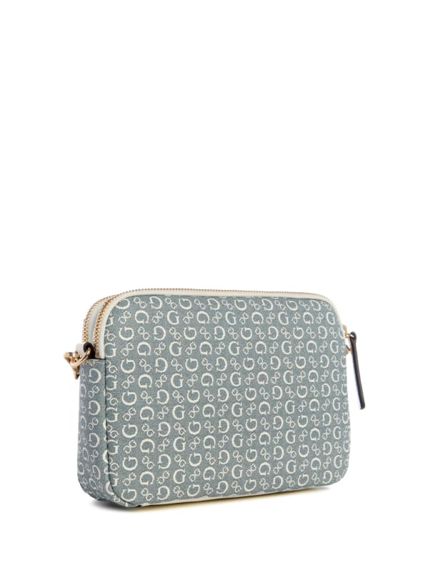 Aengus Denim Logo Dual-Zip Mini Crossbody | GUESS Factory Ca
