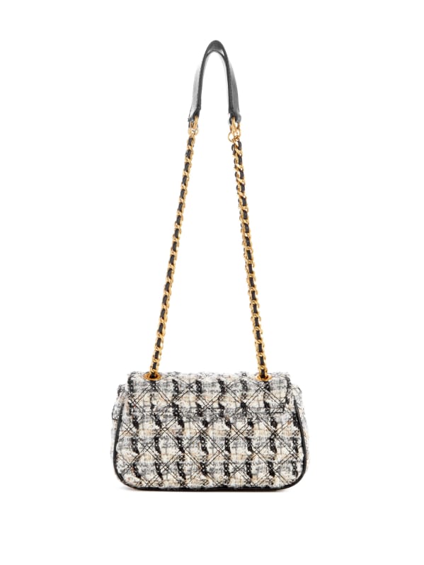 ショルダーバッグ・ポシェット Guess GULLY tweed chain mini flap bag HO1A3A39 Giully Tweed Mini Convertible Crossbody | GUESS