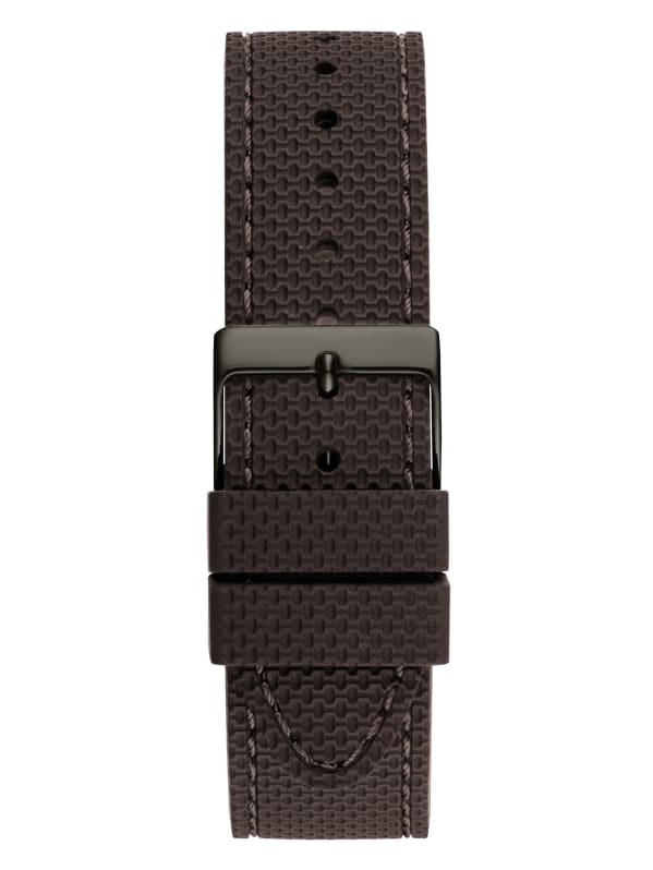 Dark Silver-Tone and Brown Silicone Analog Watch | GUESS