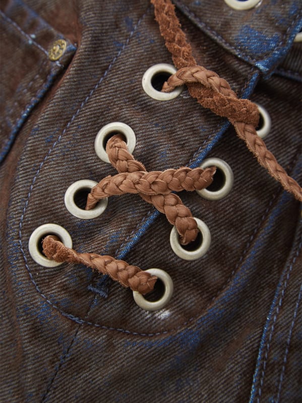 lace-up straight denim pants | GUESS