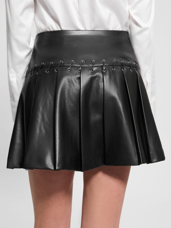 Kamilia Faux-Leather Pleated Skirt | GUESS