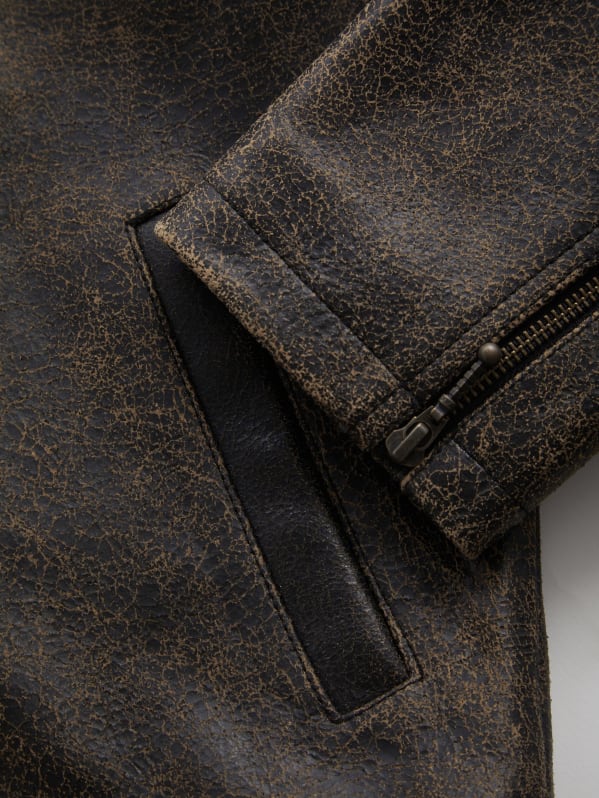 crackled leather moto jacket | GUESS