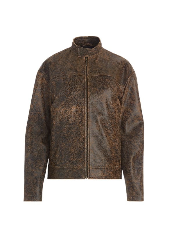 crackled leather moto jacket | GUESS crackled leather moto jacket | GUESS